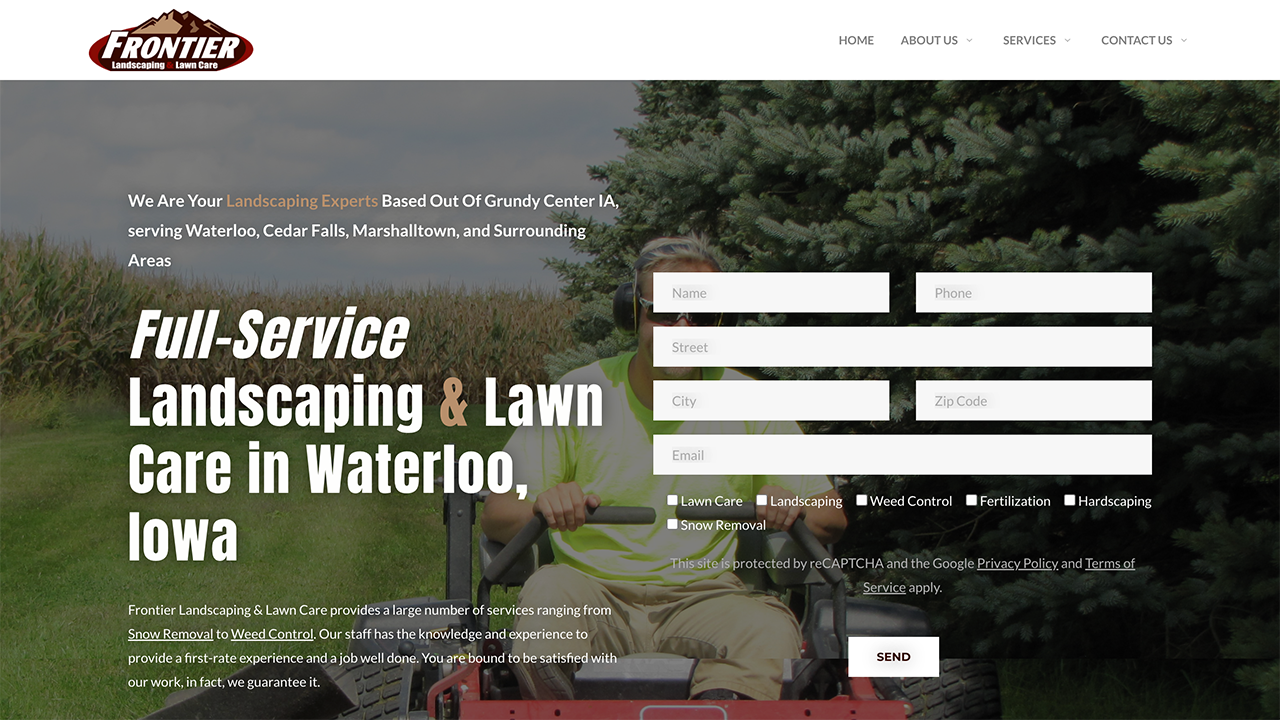 Frontier Lawns Website Screenshot