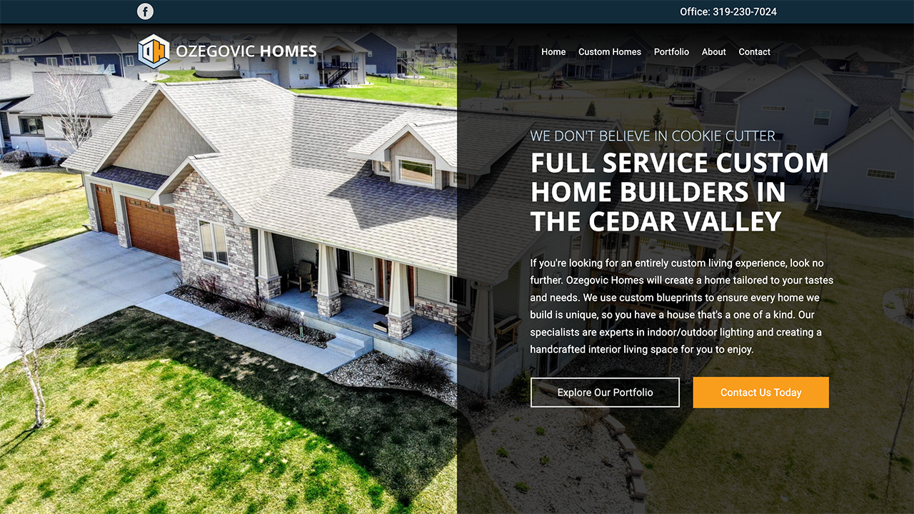 Ozegovic Homes Website Screenshot